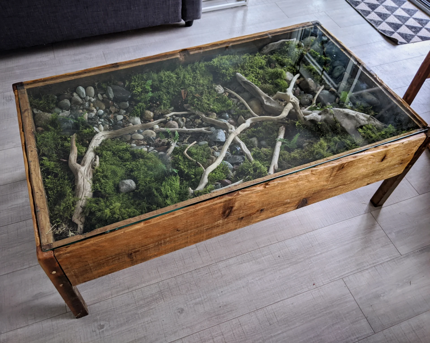 DESIGN 1 - Bio-Organic Moss Garden Eco Table, bare with mossarium kit (DIY)